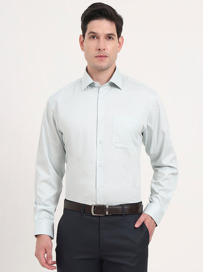 Pista & Green Printed Regular Fit Formal Shirt | JadeBlue