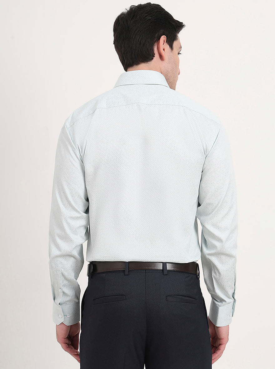 Pista & Green Printed Regular Fit Formal Shirt | JadeBlue