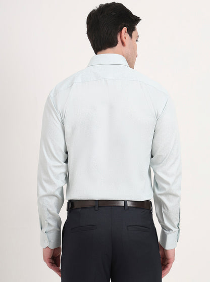 Pista & Green Printed Regular Fit Formal Shirt | JadeBlue