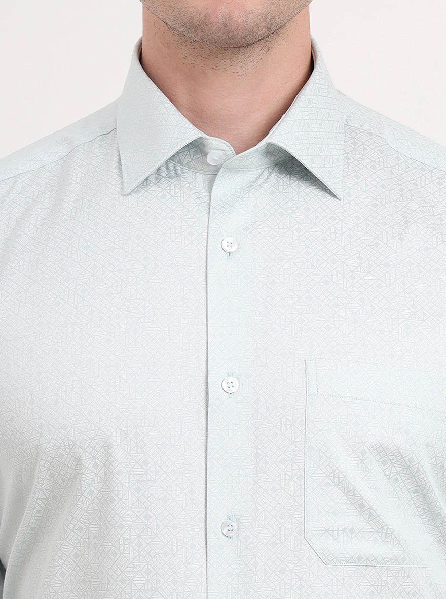 Pista & Green Printed Regular Fit Formal Shirt | JadeBlue