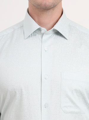Pista & Green Printed Regular Fit Formal Shirt | JadeBlue