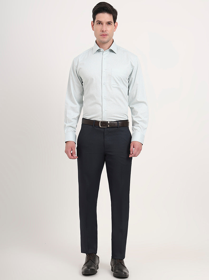 Pista & Green Printed Regular Fit Formal Shirt | JadeBlue