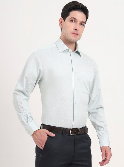 Pista & Green Printed Regular Fit Formal Shirt | JadeBlue