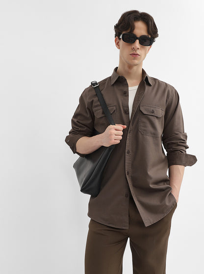 Grey Solid Slim Fit Casual Shirt | JadeBlue