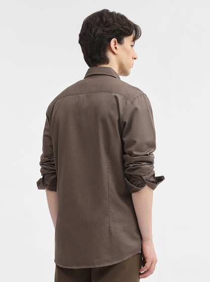 Grey Solid Slim Fit Casual Shirt | JadeBlue