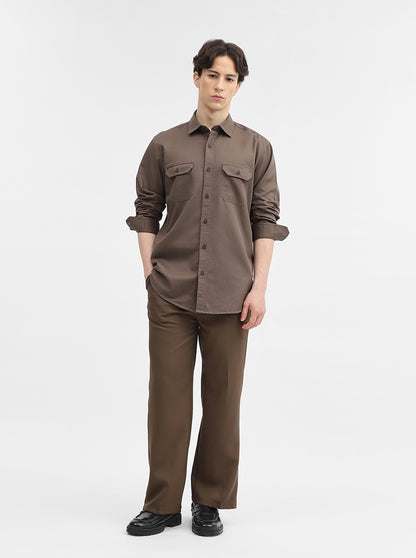 Grey Solid Slim Fit Casual Shirt | JadeBlue