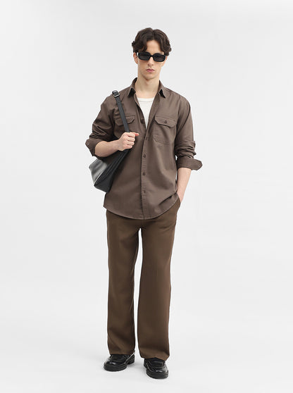 Grey Solid Slim Fit Casual Shirt | JadeBlue