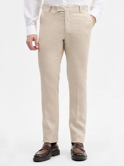 Natural Solid Slim Fit Formal Trouser | JadeBlue