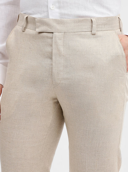 Natural Solid Slim Fit Formal Trouser | JadeBlue