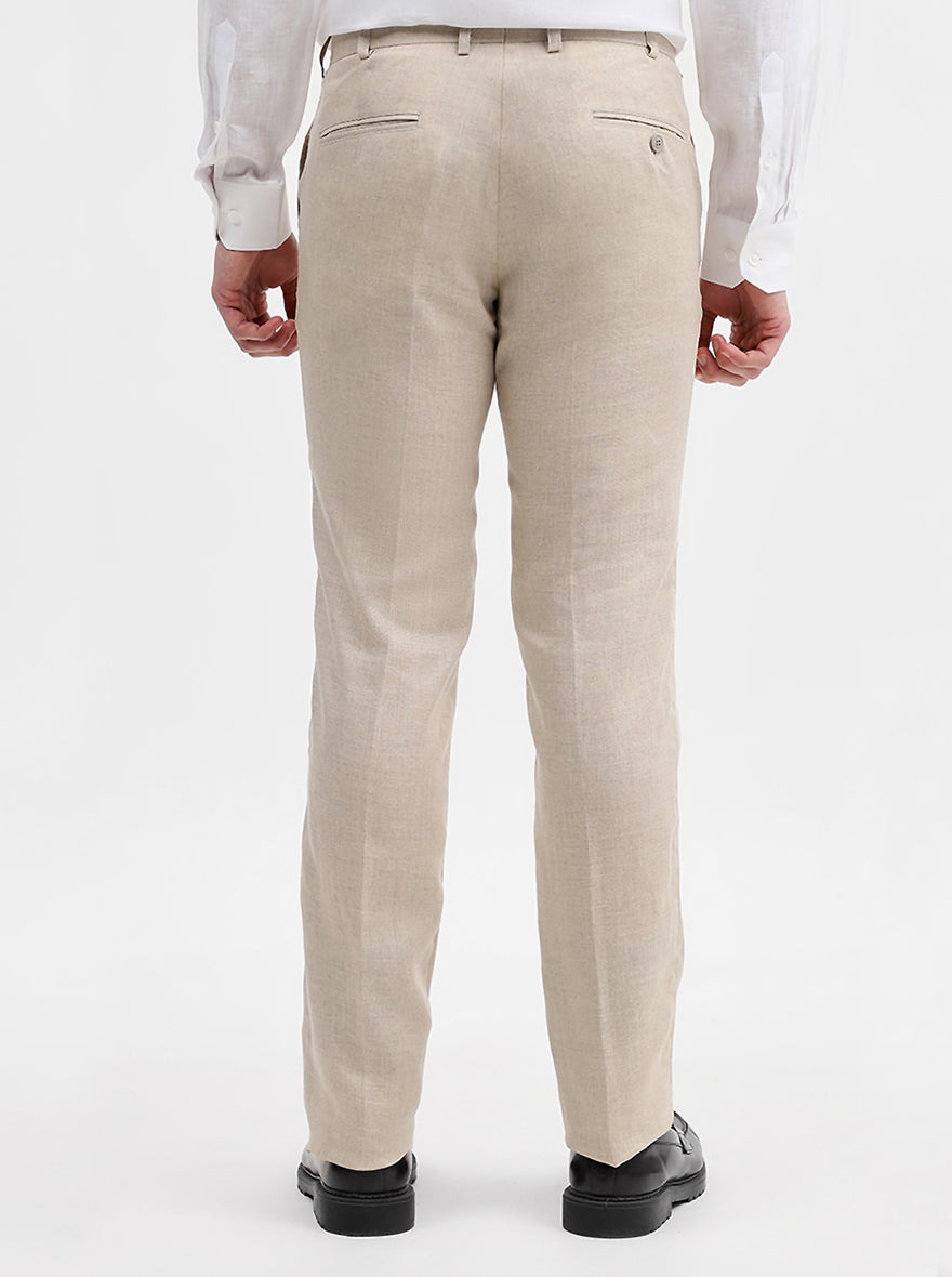 Natural Solid Slim Fit Formal Trouser | JadeBlue
