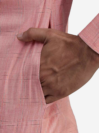 Coral Peach Cotton Blend Kurta | The Kurta Company