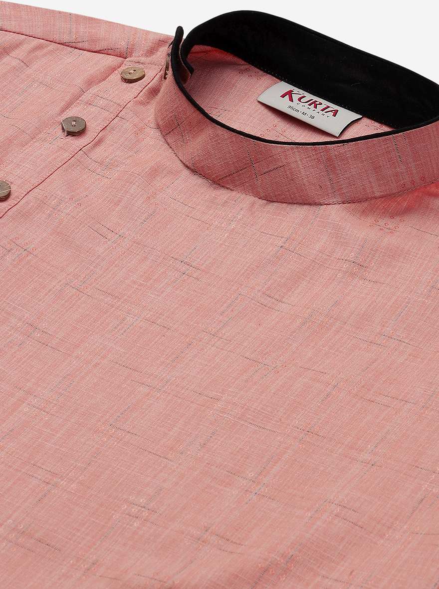 Coral Peach Cotton Blend Kurta | The Kurta Company
