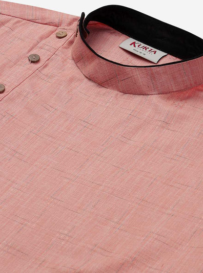 Coral Peach Cotton Blend Kurta | The Kurta Company