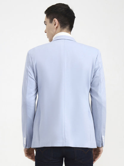 Blue Solid Regular Fit Blazer | Greenfibre