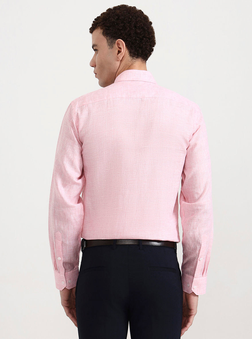 Pink Checked Slim Fit Formal Shirt | JadeBlue