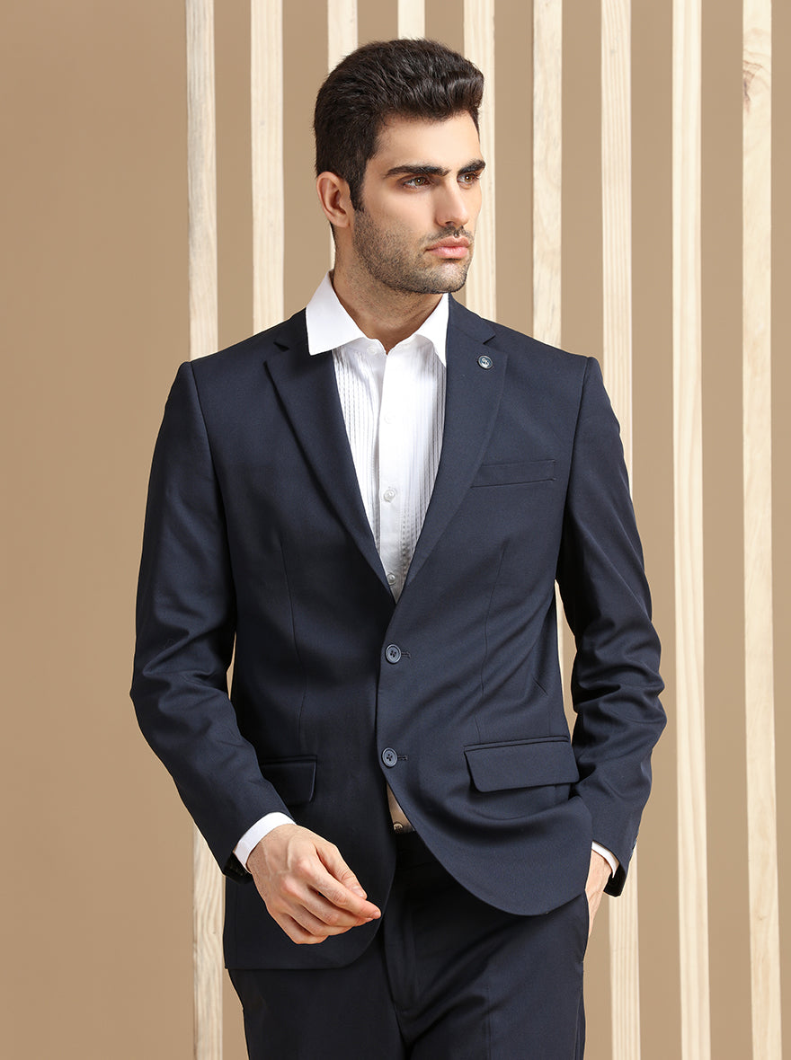 Navy Blue Solid Suit | JadeBlue