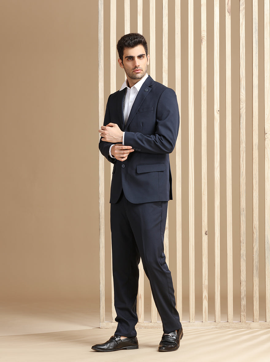 Navy Blue Solid Suit | JadeBlue