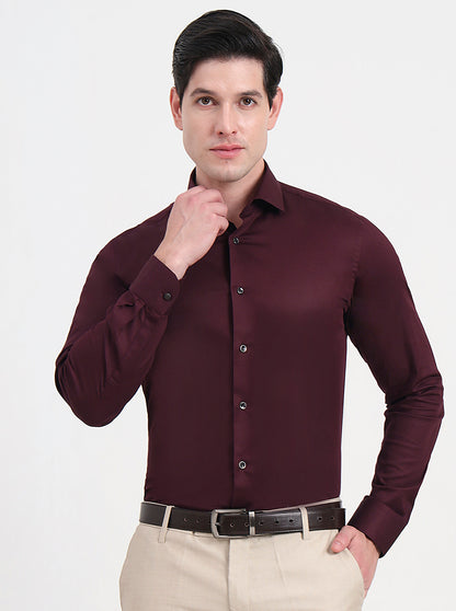 Maroon Solid Slim Fit Party Wear Shirt | Wyre