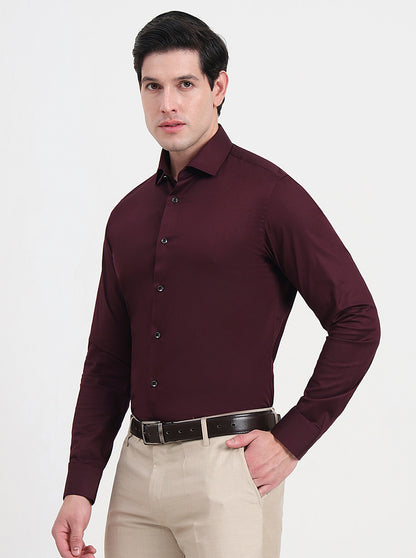 Maroon Solid Slim Fit Party Wear Shirt | Wyre