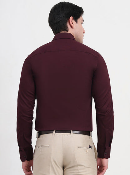 Maroon Solid Slim Fit Party Wear Shirt | Wyre