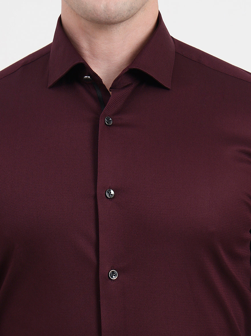 Maroon Solid Slim Fit Party Wear Shirt | Wyre