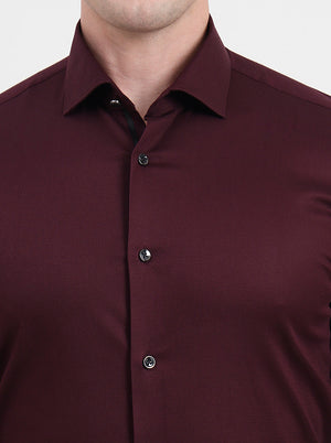Maroon Solid Slim Fit Party Wear Shirt | Wyre