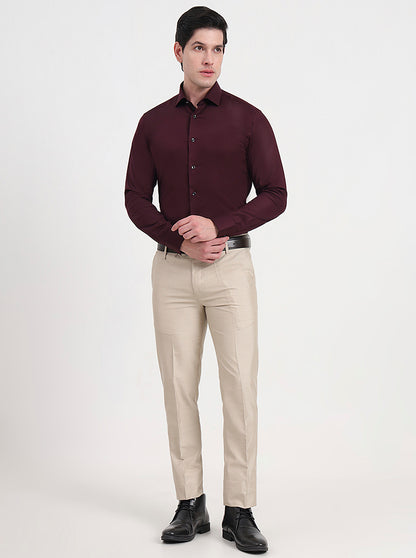 Maroon Solid Slim Fit Party Wear Shirt | Wyre