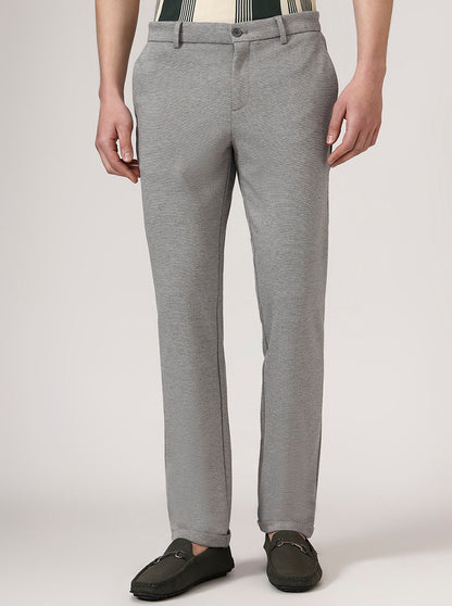 Mouse Grey Solid Venice Fit Casual Trouser | JadeBlue