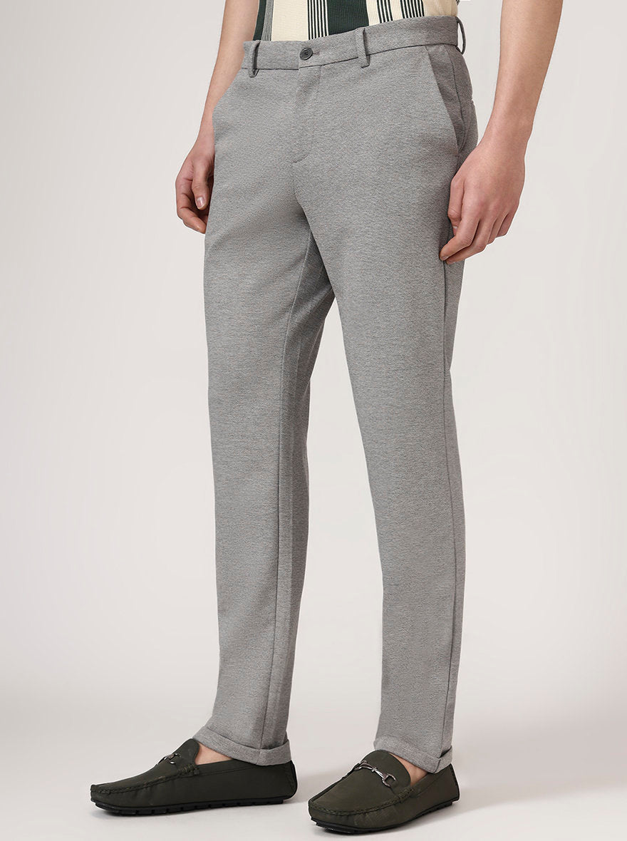 Mouse Grey Solid Venice Fit Casual Trouser | JadeBlue