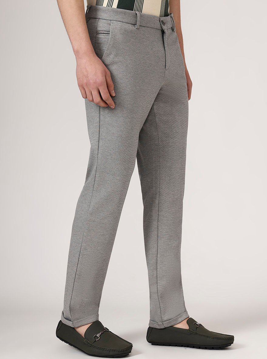 Mouse Grey Solid Venice Fit Casual Trouser | JadeBlue