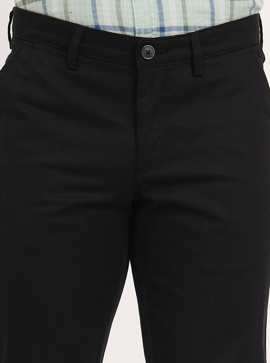Black Solid Slim Fit Casual Trouser | Greenfibre