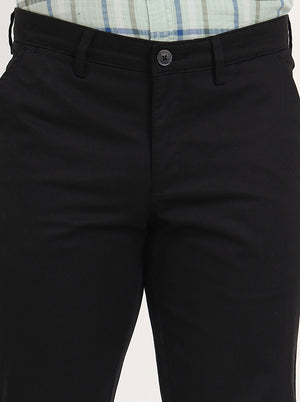Black Solid Slim Fit Casual Trouser | Greenfibre
