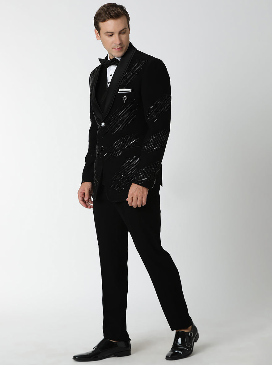 Black Embroidered Suit | JadeBlue