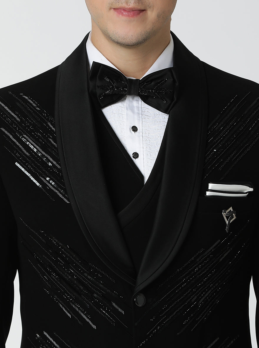 Black Embroidered Suit | JadeBlue