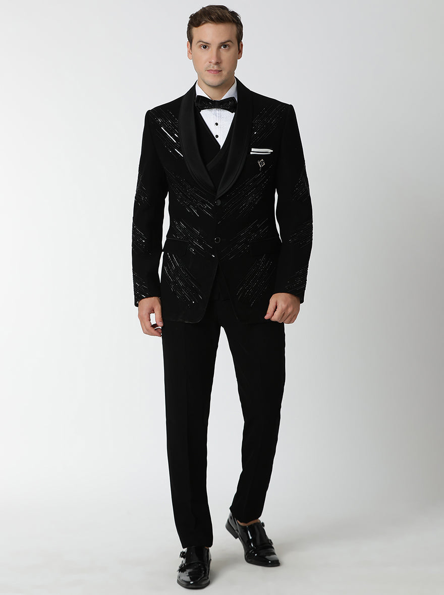 Black Embroidered Suit | JadeBlue