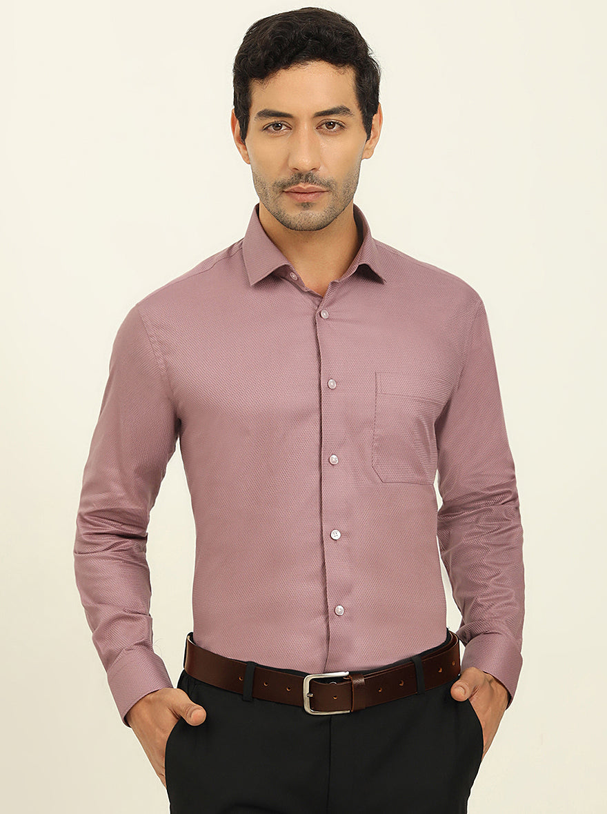 Dusty Pink Solid Slim Fit Formal Shirt | Metal