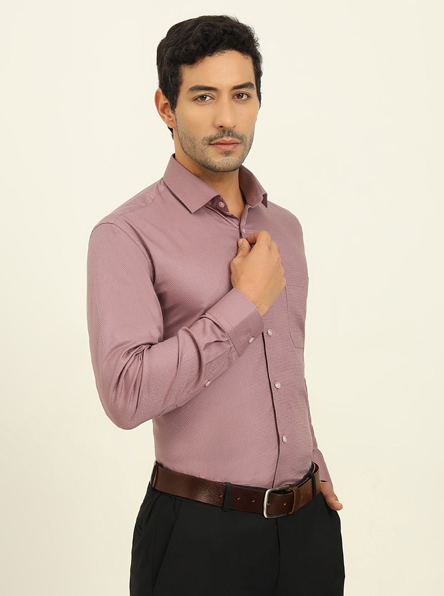 Dusty Pink Solid Slim Fit Formal Shirt | Metal