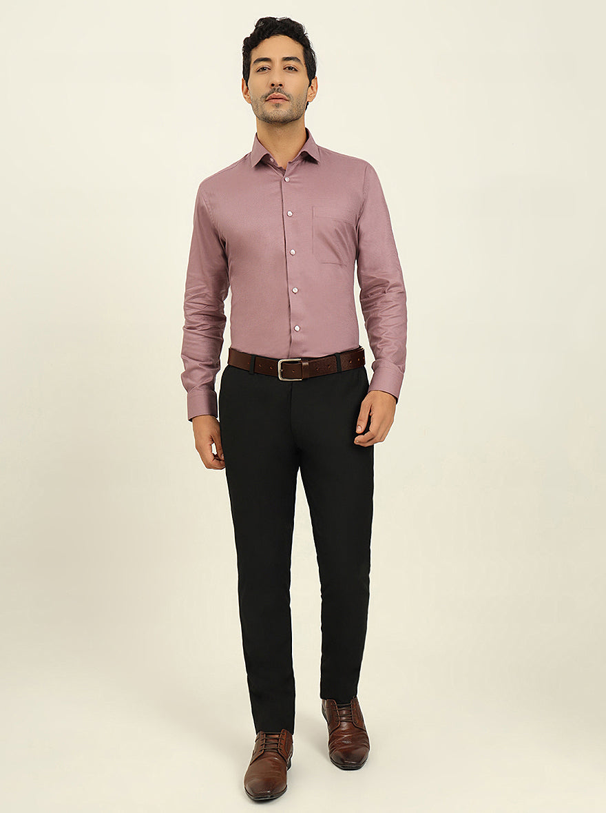 Dusty Pink Solid Slim Fit Formal Shirt | Metal