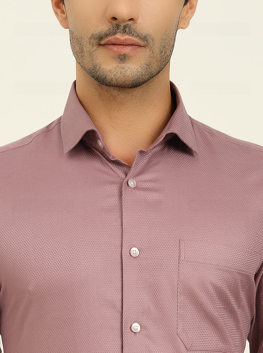 Dusty Pink Solid Slim Fit Formal Shirt | Metal