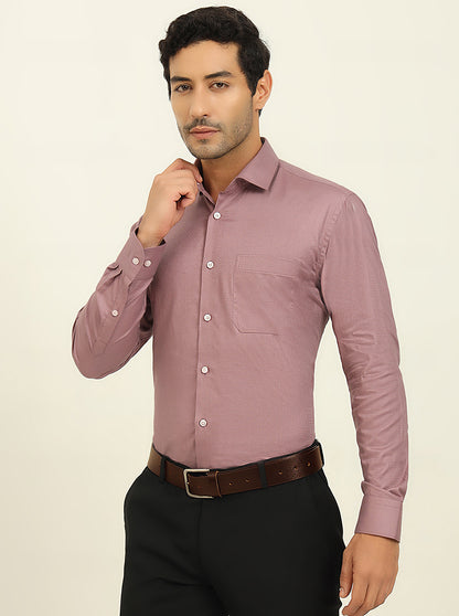 Dusty Pink Solid Slim Fit Formal Shirt | Metal