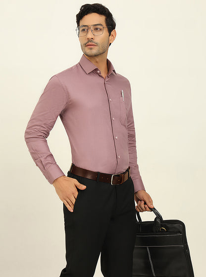 Dusty Pink Solid Slim Fit Formal Shirt | Metal