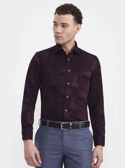 Wine Printed Slim Fit Formal Shirt | JadeBlue Super Luxe