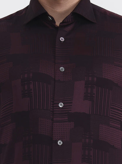 Wine Printed Slim Fit Formal Shirt | JadeBlue Super Luxe