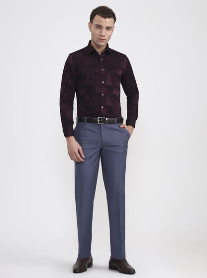 Wine Printed Slim Fit Formal Shirt | JadeBlue Super Luxe
