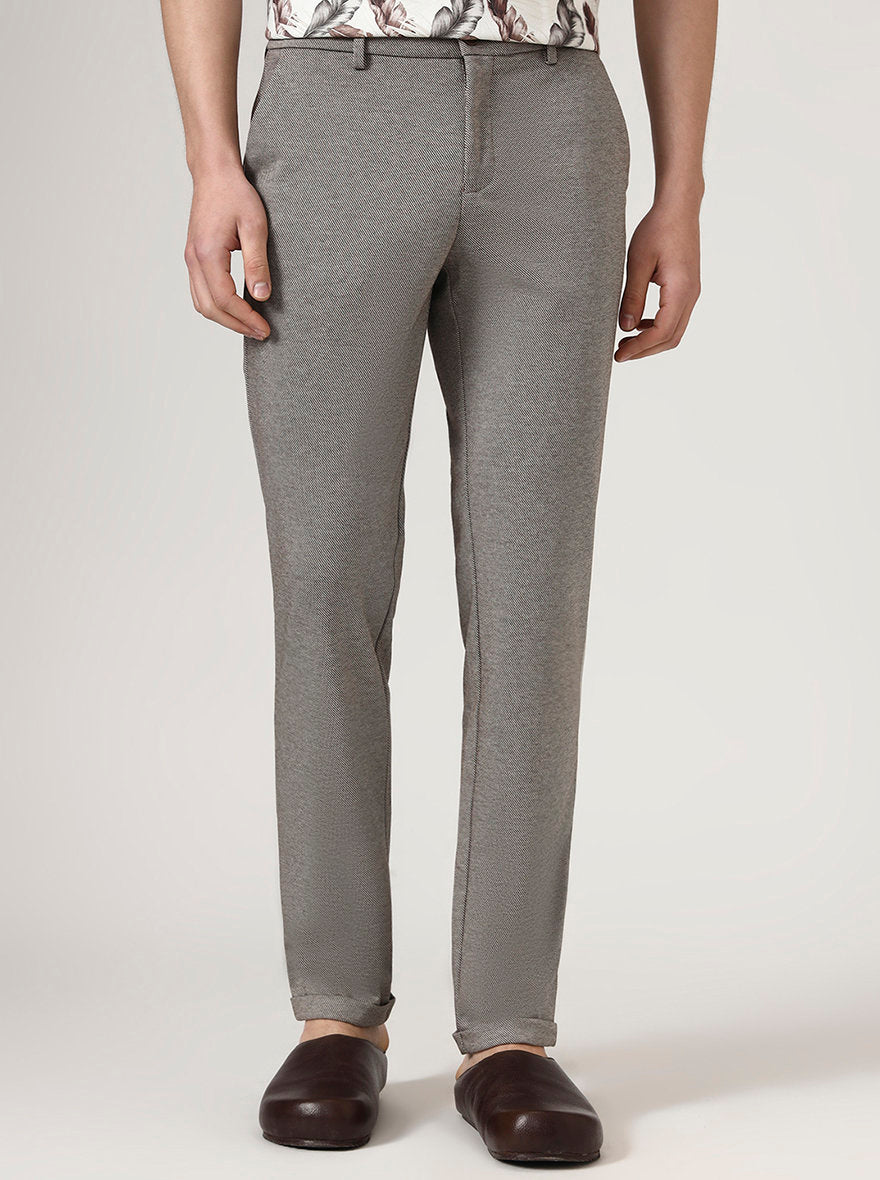 Brown Printed Venice Fit Casual Trouser | JadeBlue