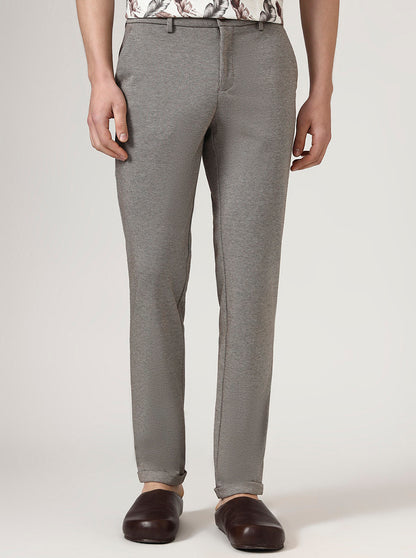 Brown Printed Venice Fit Casual Trouser | JadeBlue