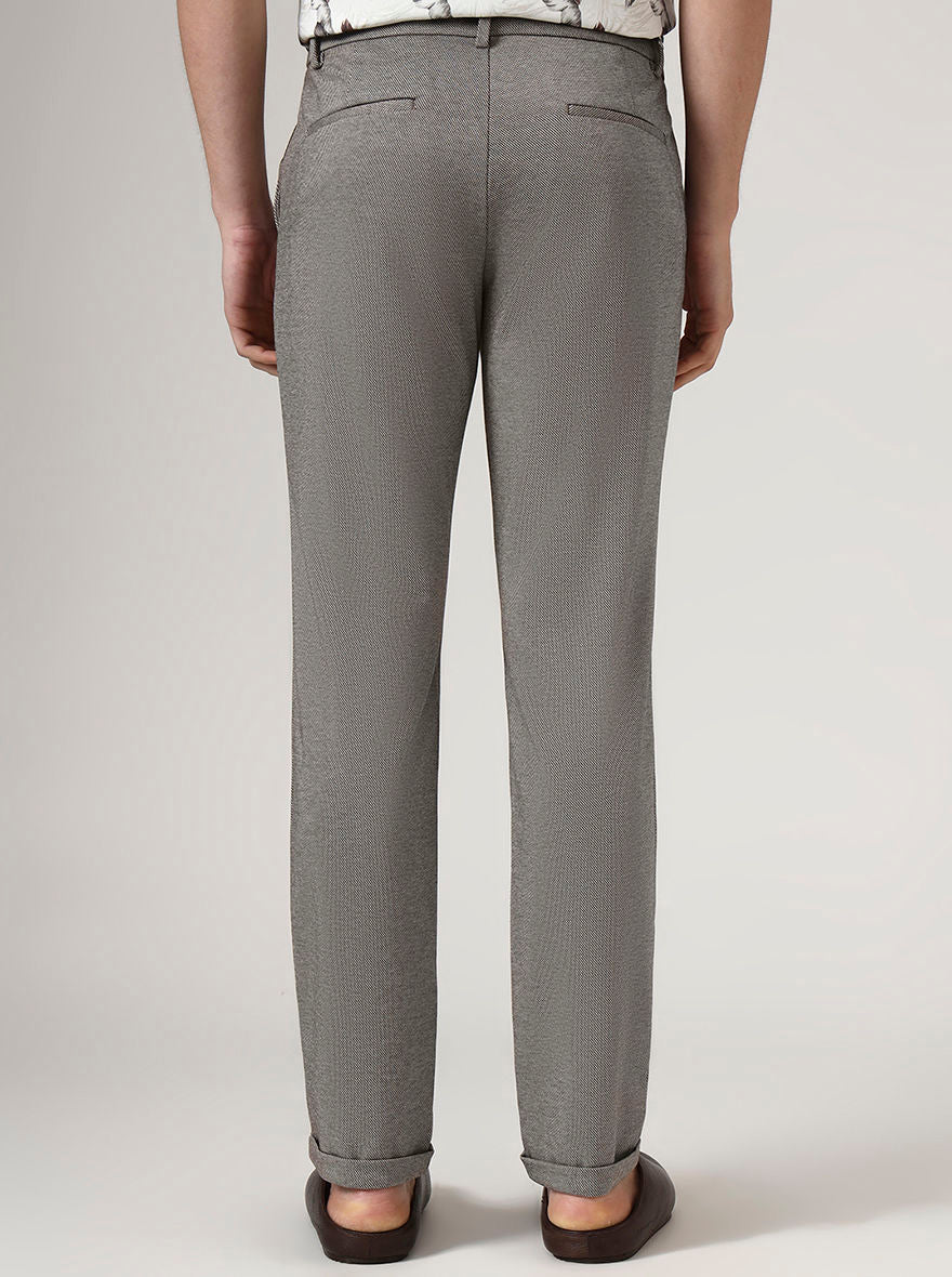 Brown Printed Venice Fit Casual Trouser | JadeBlue