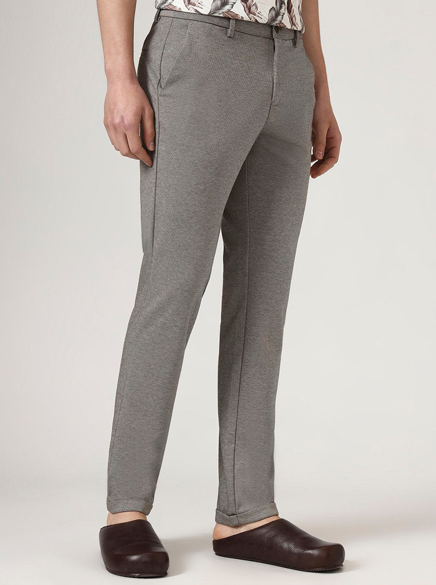 Brown Printed Venice Fit Casual Trouser | JadeBlue