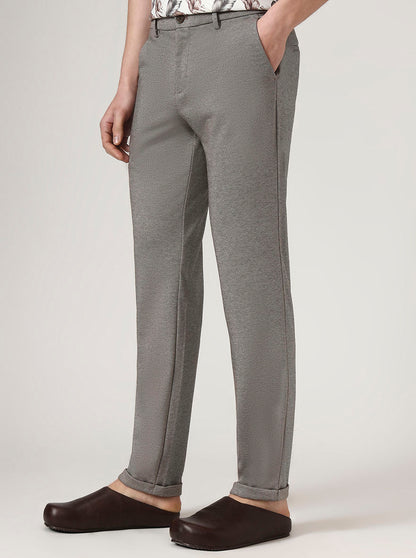 Brown Printed Venice Fit Casual Trouser | JadeBlue