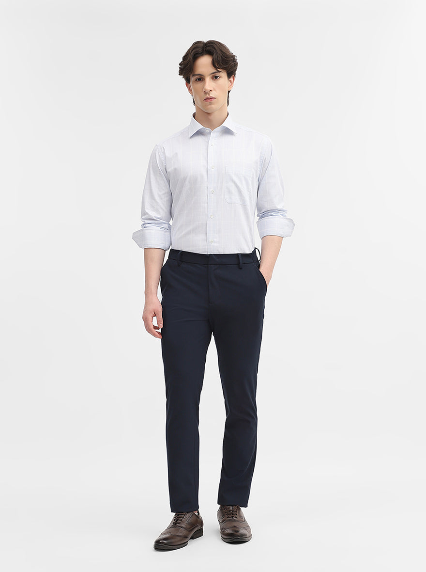 Blue Checked Slim Fit Formal Shirt | JadeBlue Super Luxe
